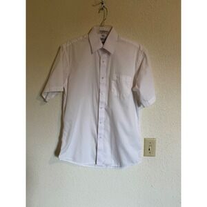 Berlioni Italy Mens White Short Sleeve Button Down Dress Shirt Size M 15-15.5